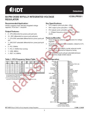 ICS9LPR501SGLF datasheet  
